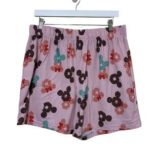 Disney Mickey & Minnie Donut Print Pajama Shorts Women’s XL Pink High Rise